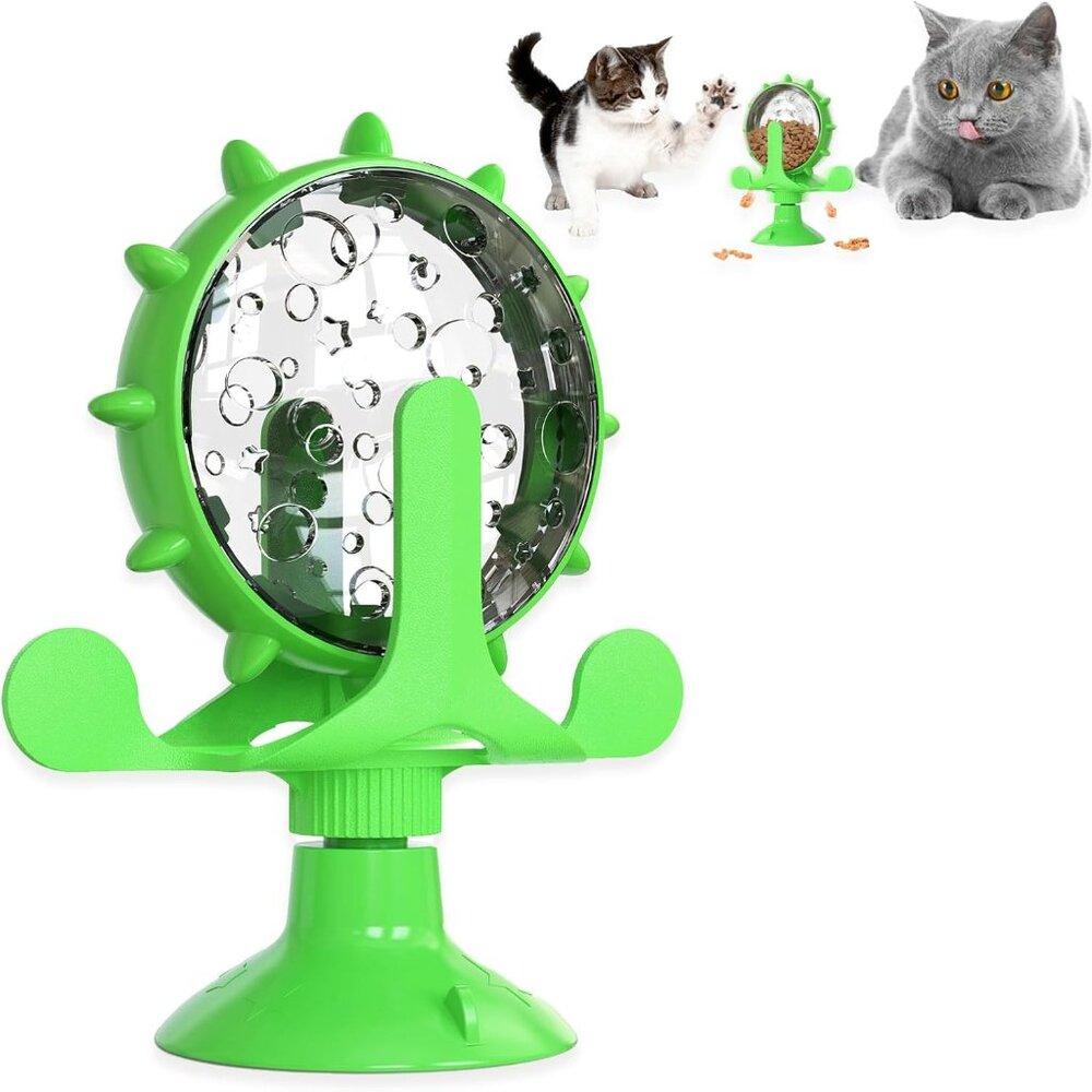 Cat Interactive Feeder Pet Food Toys Feeder 360° Degree Rotating Food Leakage